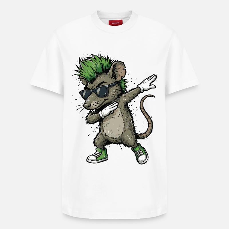 Dessin animé Punk Dab Rat - T-shirt unisexe décontracté en coton Supima – de SPREAD - blanc