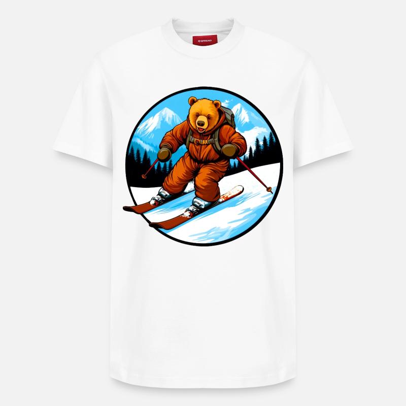 Ski Bear - T-shirt unisexe décontracté en coton Supima – de SPREAD - blanc