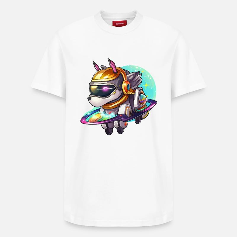 Weltraum Hund auf Hoverboard - Relaxed Unisex Supima Cotton T-Shirt – von SPREAD - Weiß