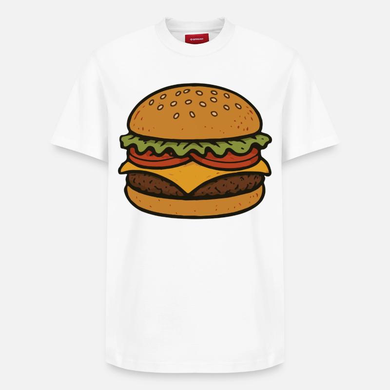Comical hamburger - Relaxed Unisex Supima Cotton T-Shirt – by SPREAD - white