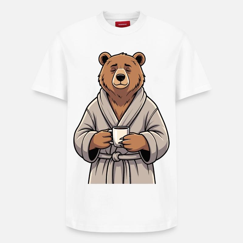 Bär mit Kaffee - Relaxed Unisex Supima Cotton T-Shirt – von SPREAD - Weiß