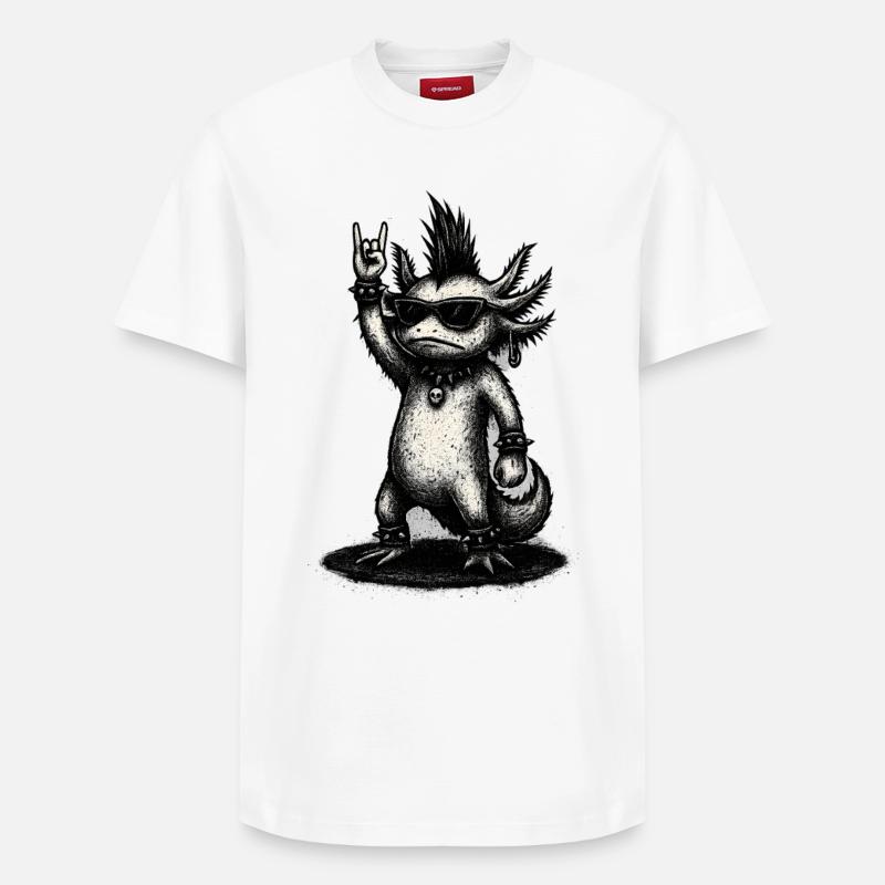 Punk Rock Axolotl avec Mohawk - T-shirt unisexe décontracté en coton Supima – de SPREAD - blanc