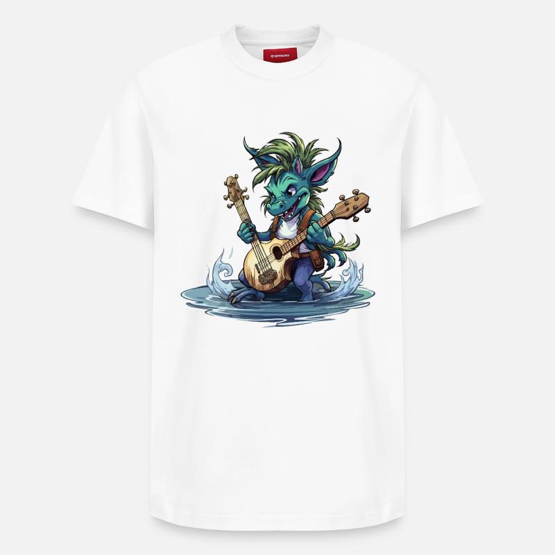 Wasserdrache Gitarrist - Relaxed Unisex Supima Cotton T-Shirt – von SPREAD - Weiß