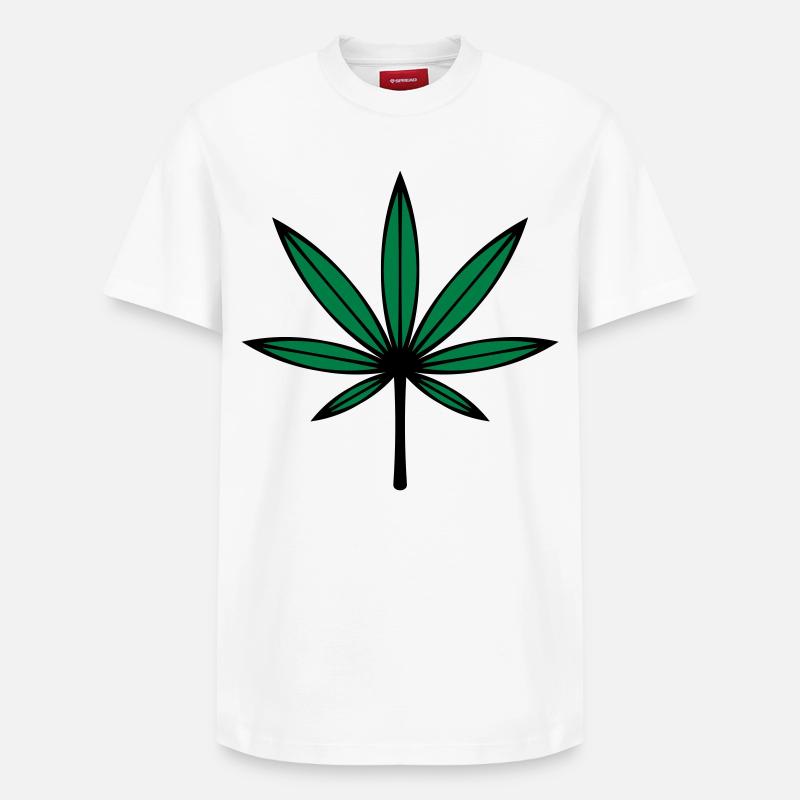 Cannabis / Marihuana / Hanfblatt (2C) - Relaxed Unisex Supima Cotton T-Shirt – von SPREAD - Weiß