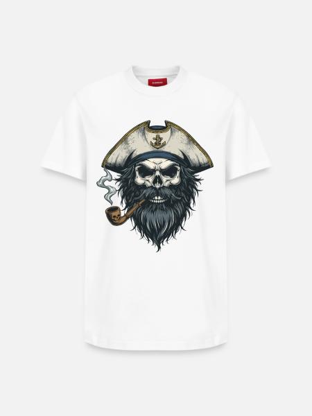 Kaptajn Skull Sailor Nautisk Sea Lake Båd - Unisex T-shirt i Supima-bomuld med afslappet pasform – fra SPREAD - hvid