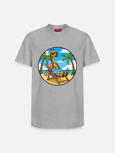 Coole Giraffe-Strandurlaub im Sommer - Relaxed Unisex Supima Cotton T-Shirt – von SPREAD - Weiß
