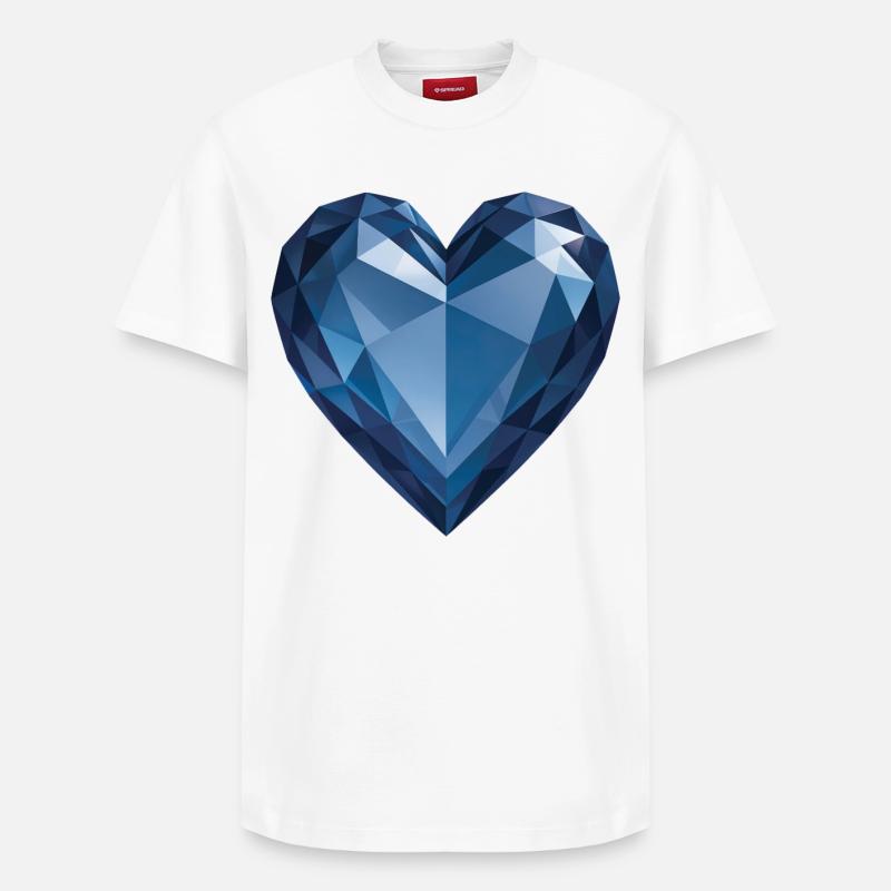 SAPHIR HEART - peace & love - T-shirt unisexe décontracté en coton Supima – de SPREAD - blanc