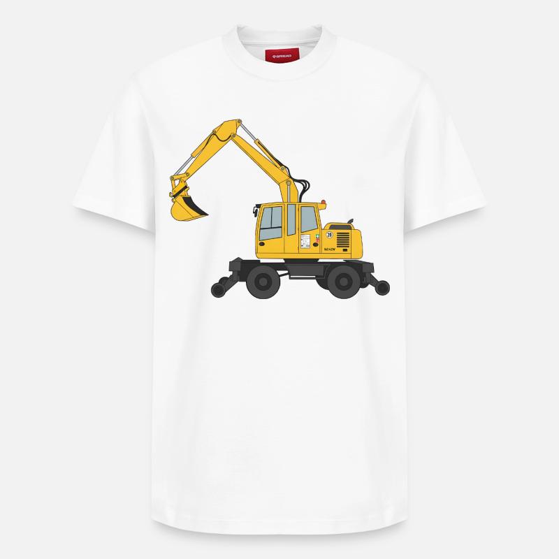 Zweiwegebagger Bagger Gleisbau - Relaxed Unisex Supima Cotton T-Shirt – von SPREAD - Weiß