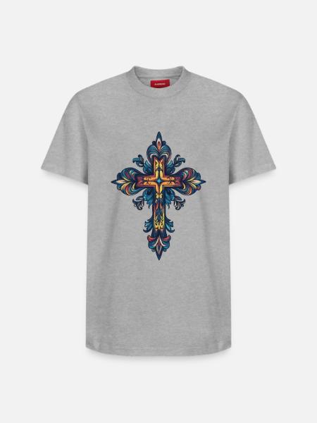 Croix chrétienne - T-shirt unisexe décontracté en coton Supima – de SPREAD - blanc