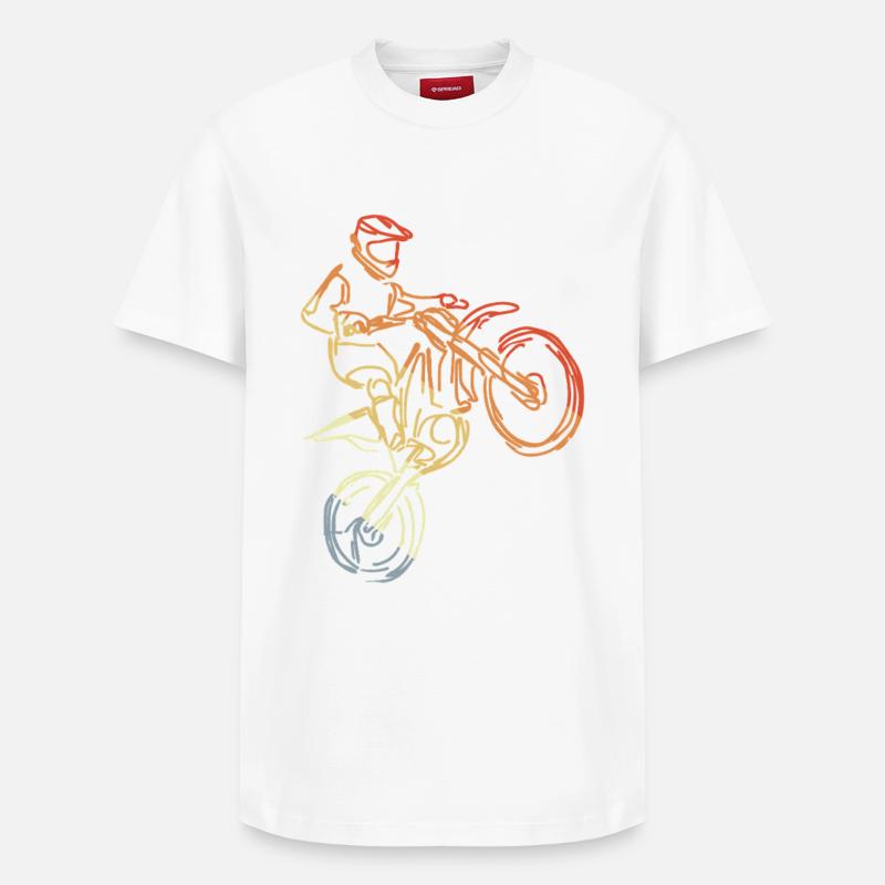 Dessin de pilotes de motocross - T-shirt unisexe décontracté en coton Supima – de SPREAD - blanc