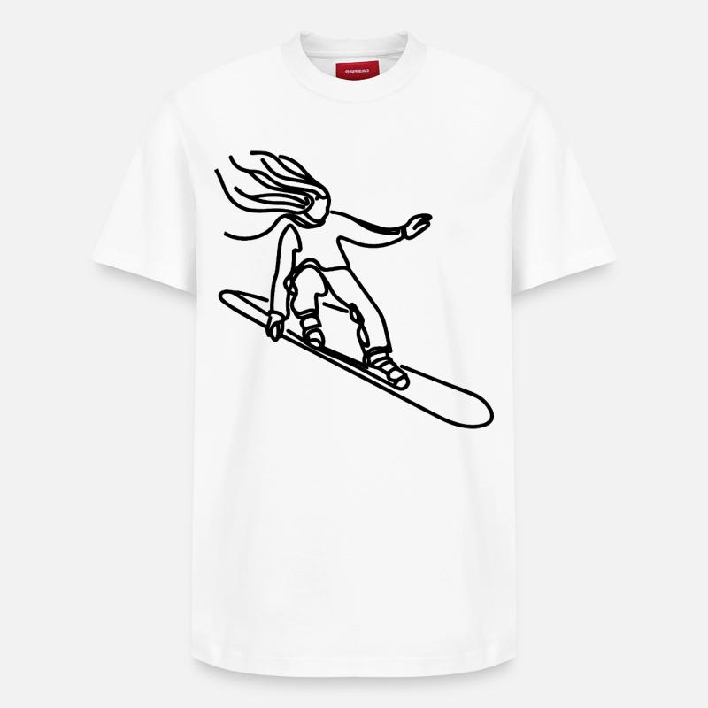 Snowboarder - T-shirt unisexe décontracté en coton Supima – de SPREAD - blanc