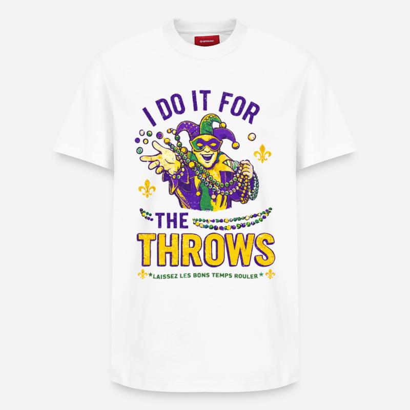 Perles Bouffons du Mardi Gras - T-shirt unisexe décontracté en coton Supima – de SPREAD - blanc