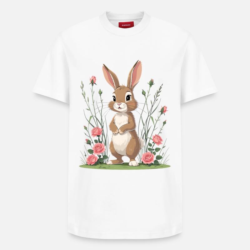Hase im Rosengarten - Relaxed Unisex Supima Cotton T-Shirt – von SPREAD - Weiß