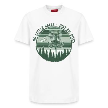 No Little Balls Just Big Discs Funny Disc Golf - Relaxed Unisex Supima Cotton T-Shirt – by SPREAD - white - Front - AI Model Female 172 dark (172cm) & AI Model Male 185 dark (185cm)