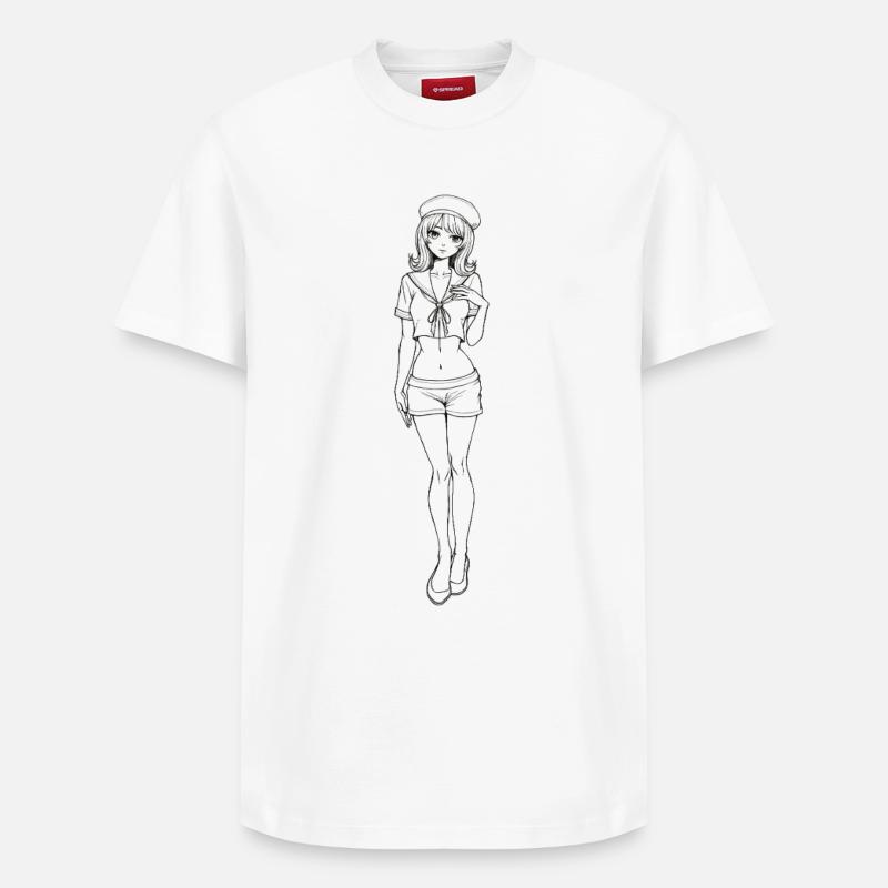 Style rétro Pin-up Sailor Navy - T-shirt unisexe décontracté en coton Supima – de SPREAD - blanc