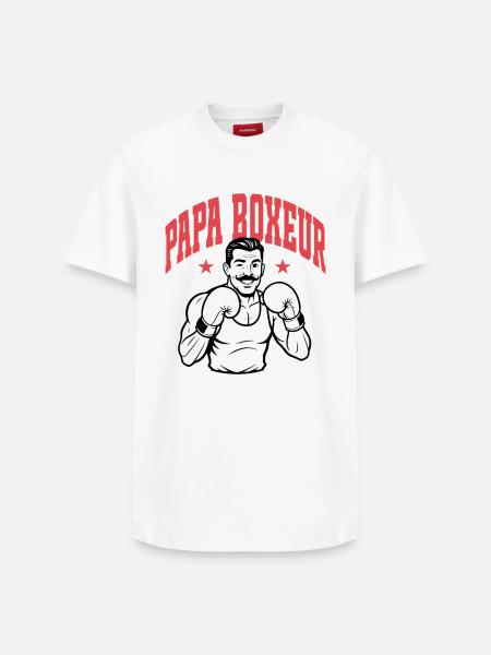 PAPA BOXEUR - T-shirt unisexe décontracté en coton Supima – de SPREAD - blanc
