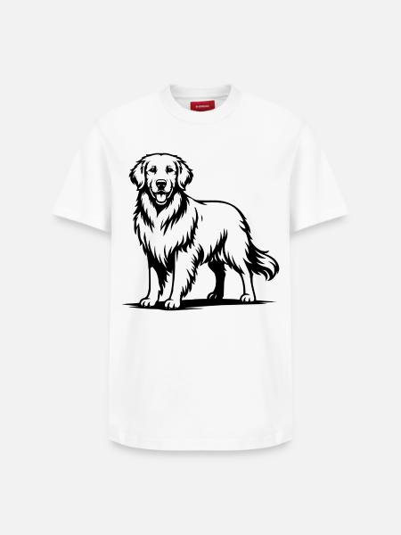 Golden Retriever with Proud Pose - Relaxed Unisex Supima Cotton T-Shirt – by SPREAD - white