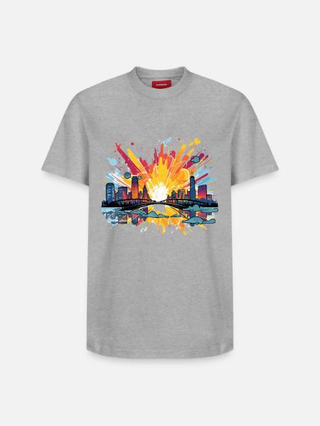 City fireworks Skyline Spritz - Relaxed Unisex Supima Cotton T-Shirt – by SPREAD - white