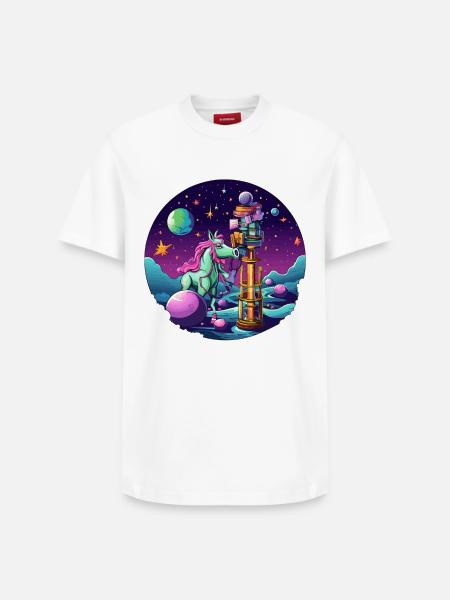 Galaktischer Einhorn Lesesturm - Relaxed Unisex Supima Cotton T-Shirt – von SPREAD - Weiß