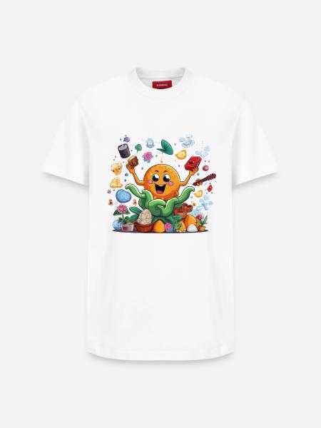 Fröhliche Orange im Kräutergarten - Relaxed Unisex Supima Cotton T-Shirt – von SPREAD - Weiß