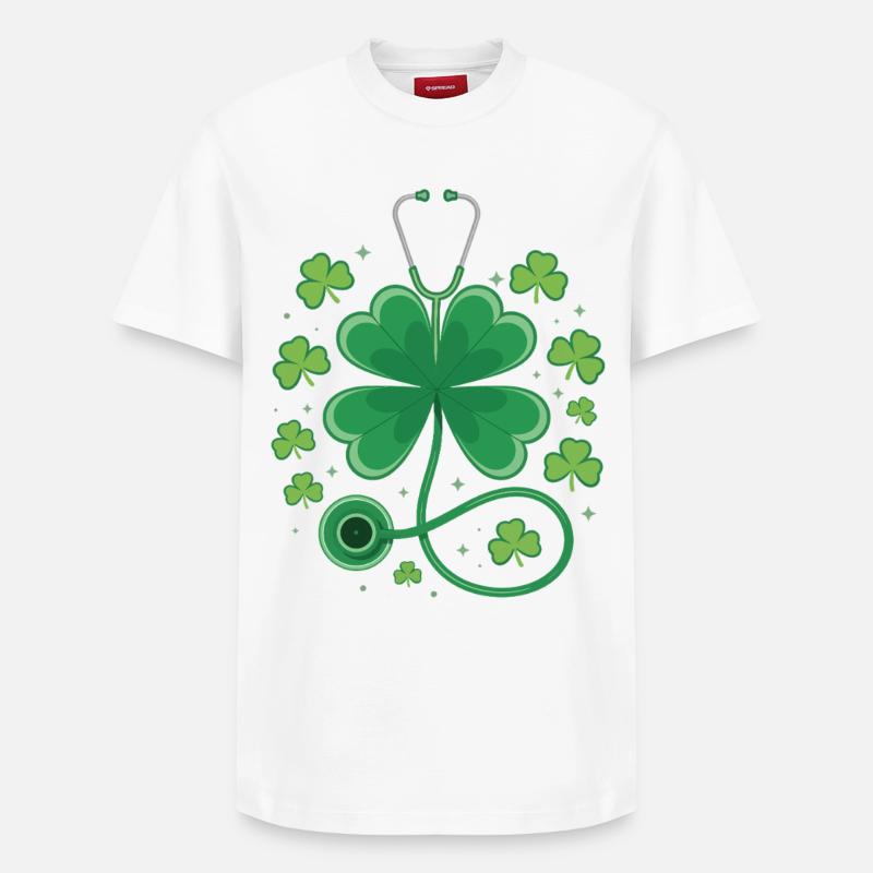 Conception du stéthoscope en trèfle - T-shirt unisexe décontracté en coton Supima – de SPREAD - blanc