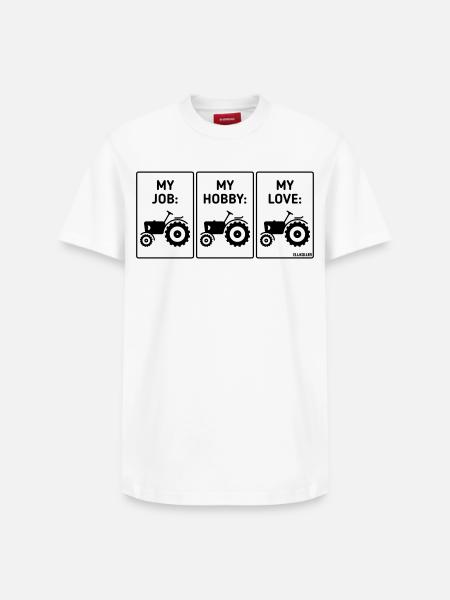 My Job – My Hobby – My Love (Tractor Bauer / B) - Relaxed Unisex Supima Cotton T-Shirt – by SPREAD - white