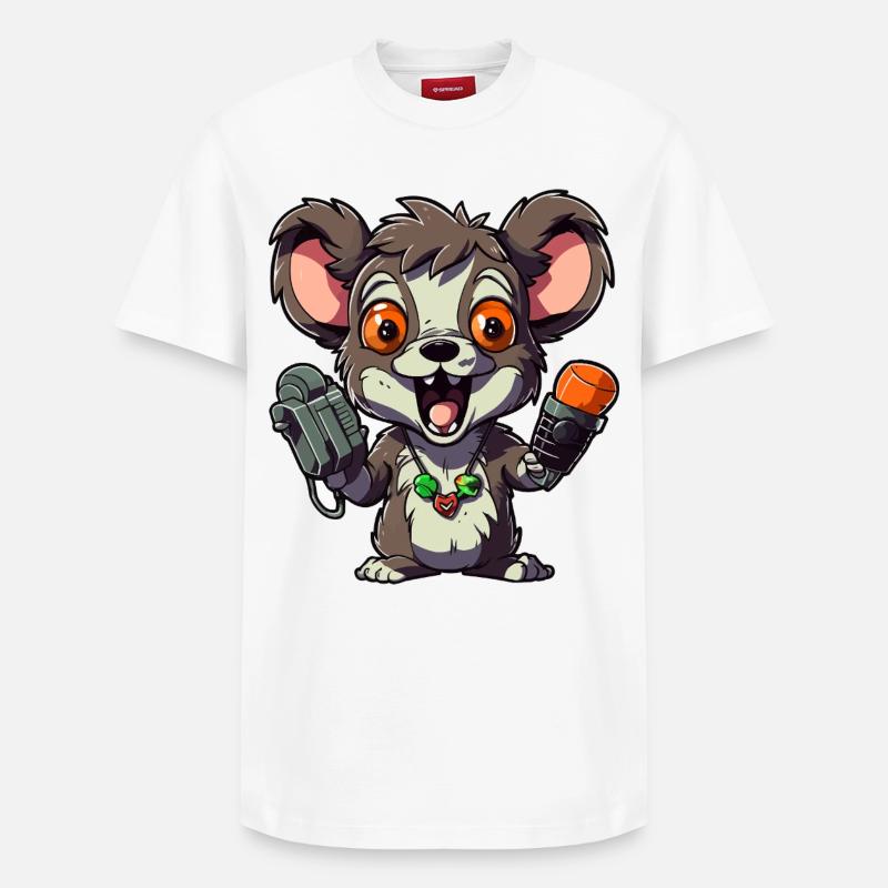 Chibi Ratten-Mikrofon-Combo - Relaxed Unisex Supima Cotton T-Shirt – von SPREAD - Weiß