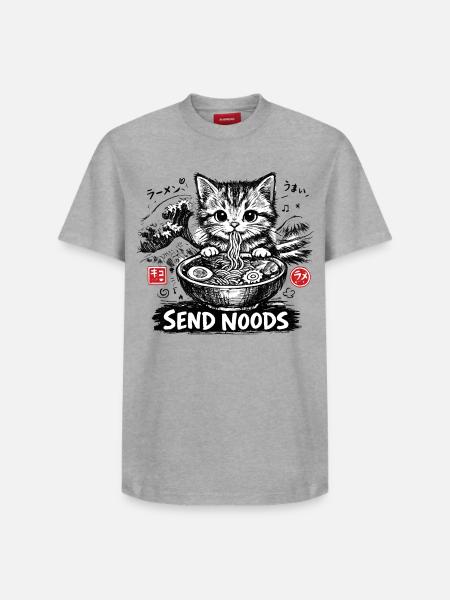 Ramen Cat Kanagawa - Relaxed Unisex Supima Cotton T-Shirt – by SPREAD - white