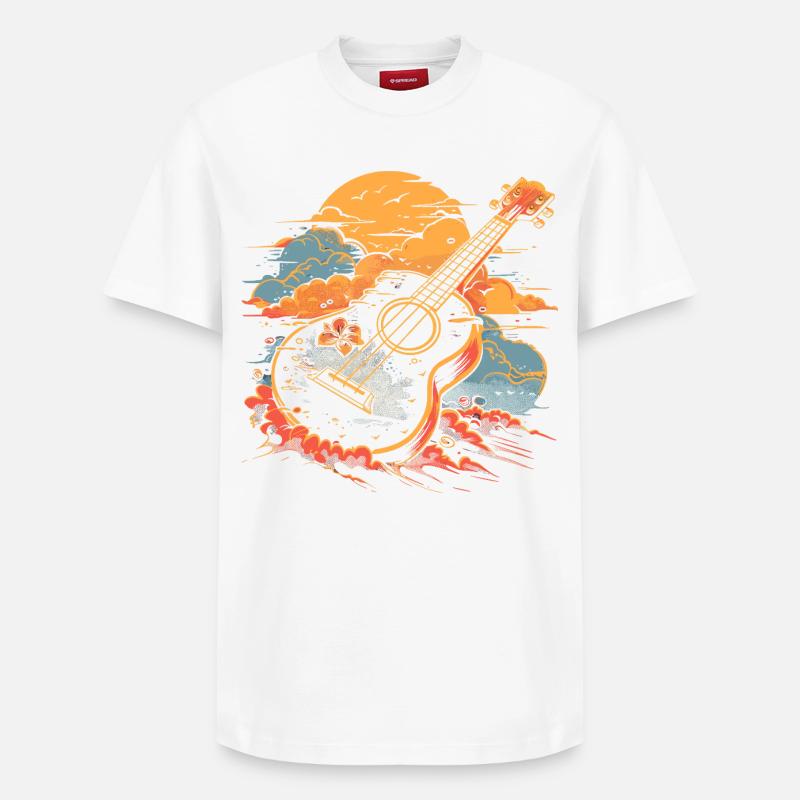 Ukulele Illustration - Relaxed Unisex Supima Cotton T-Shirt – von SPREAD - Weiß