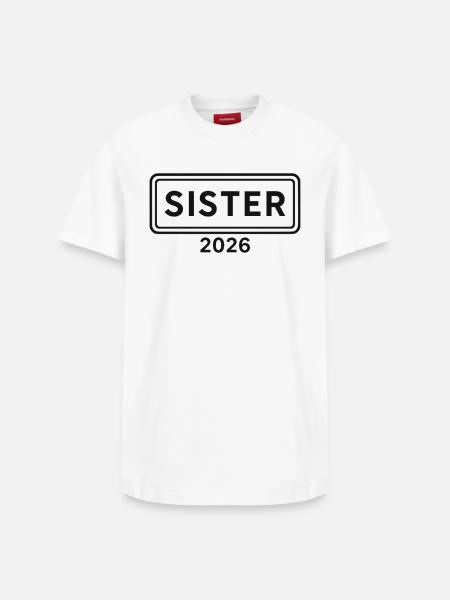 SISTER 2026 Big Sister Announcement - Relaxed Unisex Supima Cotton T-Shirt – by SPREAD - white
