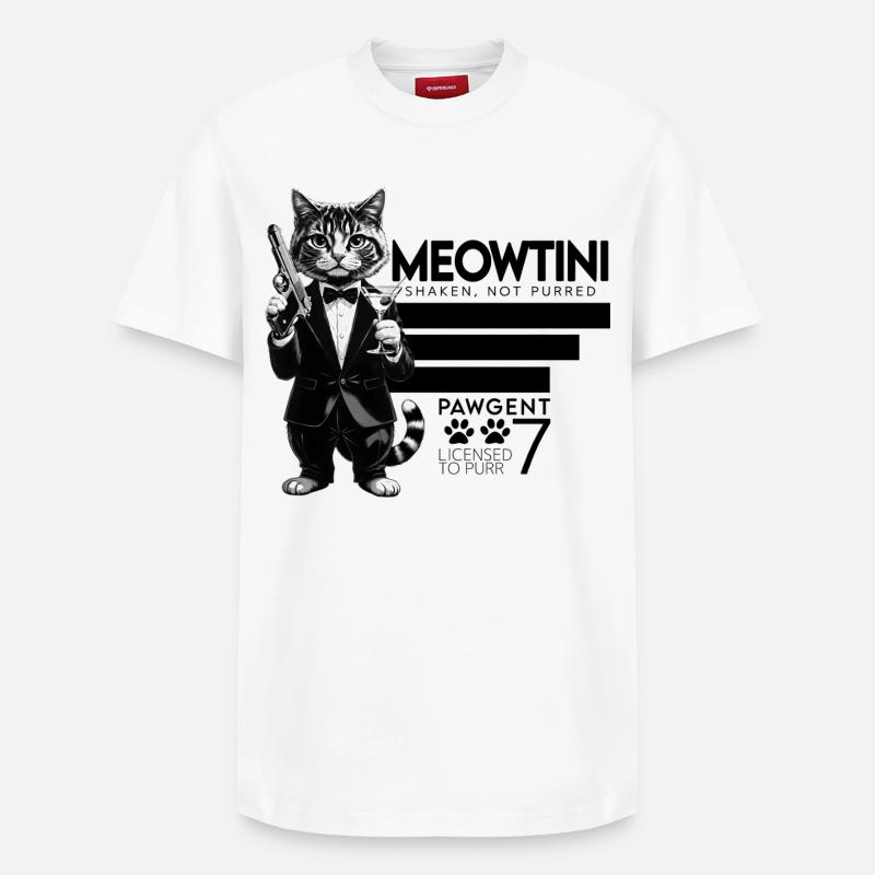 Motif Miaoutini - Pawgent - Chat - T-shirt unisexe décontracté en coton Supima – de SPREAD - blanc
