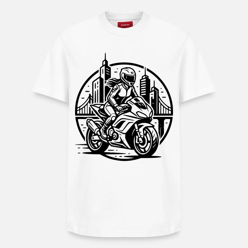 Biker, der auf ein Abenteuer geht - Relaxed Unisex Supima Cotton T-Shirt – von SPREAD - Weiß