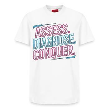 Nurse Practitioner Assess Diagnose Clinical Nurse - Relaxed Unisex Supima Cotton T-Shirt – von SPREAD - Weiß - Vorne - AI Model Female 172 dark (172cm) & AI Model Male 185 dark (185cm)