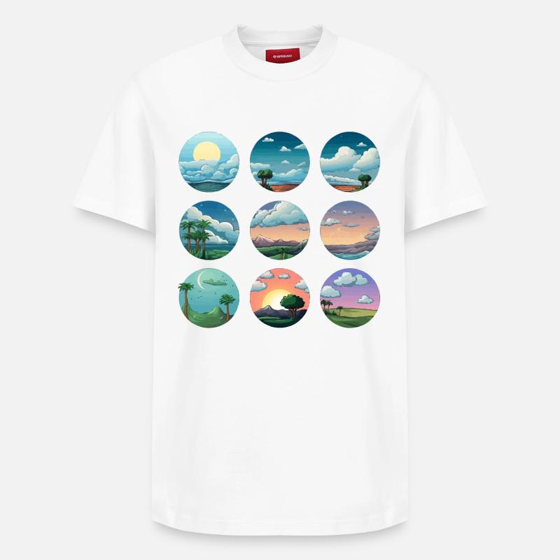 Paysages circulaires du soleil - T-shirt unisexe décontracté en coton Supima – de SPREAD - blanc