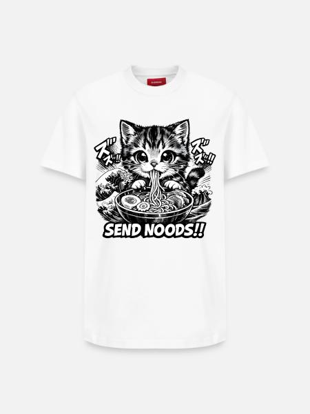 Send Noods Ramen Bowl Kawaii Japanese - Relaxed Unisex Supima Cotton T-Shirt – by SPREAD - white