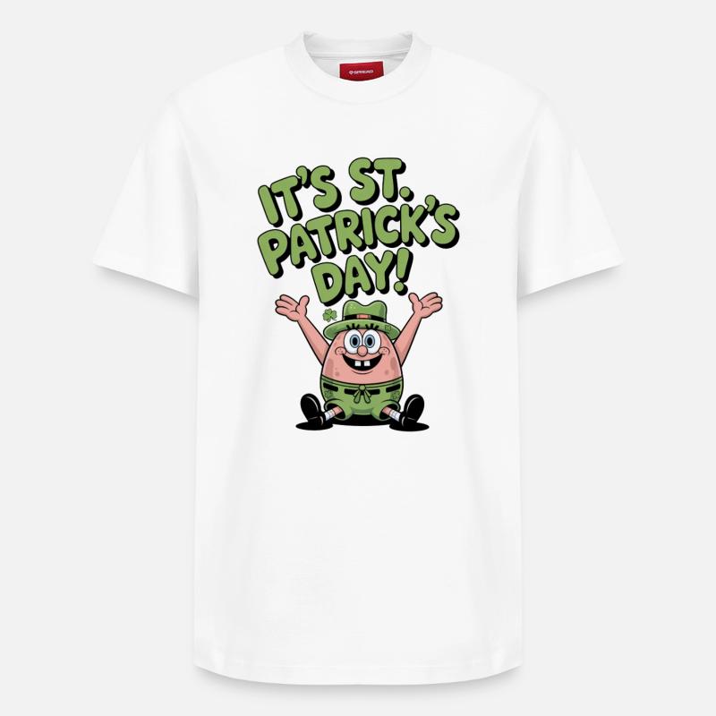 Grüner Sternfisch St Patrick Design - Relaxed Unisex Supima Cotton T-Shirt – von SPREAD - Weiß
