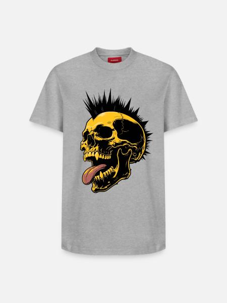 Skull Mohawk Punk Rocker Totenkopf - Relaxed Unisex Supima Cotton T-Shirt – by SPREAD - white