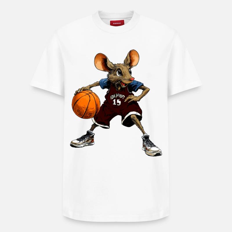 Souris Basket-ball - T-shirt unisexe décontracté en coton Supima – de SPREAD - blanc