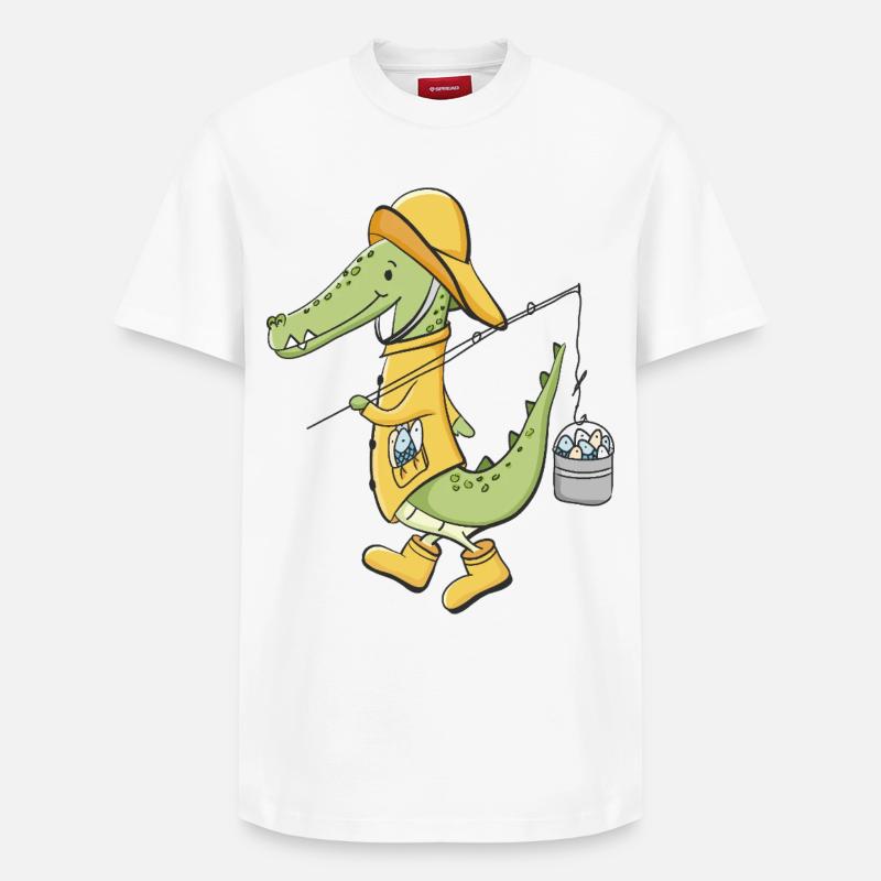 Pêcheur crocodile au pelage jaune - T-shirt unisexe décontracté en coton Supima – de SPREAD - blanc