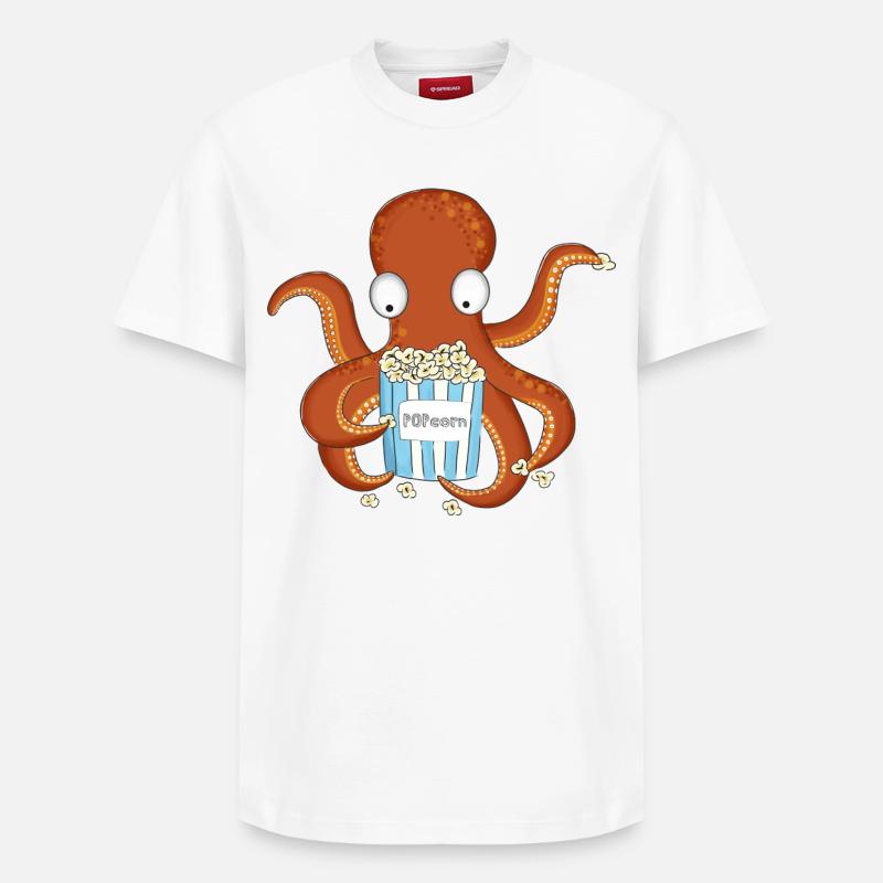 Popcorn Krake - Relaxed Unisex Supima Cotton T-Shirt – von SPREAD - Weiß