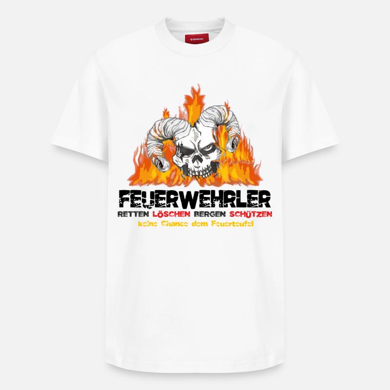 Firefighter Fire Devil - Relaxed Unisex Supima Cotton T-Shirt – by SPREAD - white