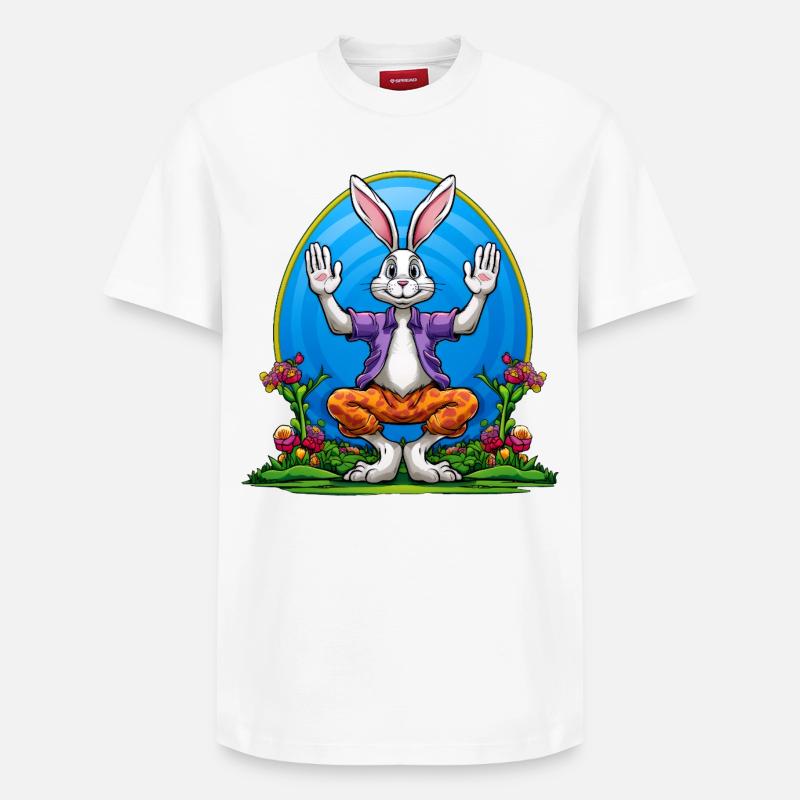 Lapins de Pâques de yoga - T-shirt unisexe décontracté en coton Supima – de SPREAD - blanc