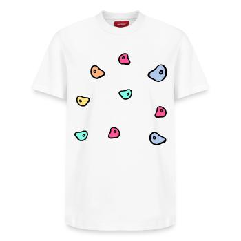 Bouldern Kletterwand - Relaxed Unisex Supima Cotton T-Shirt – von SPREAD - Weiß - Vorne - AI Model Female 172 dark (172cm) & AI Model Male 185 dark (185cm)