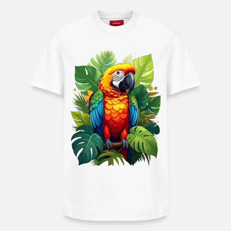 Perroquet dans la jungle - T-shirt unisexe décontracté en coton Supima – de SPREAD - blanc