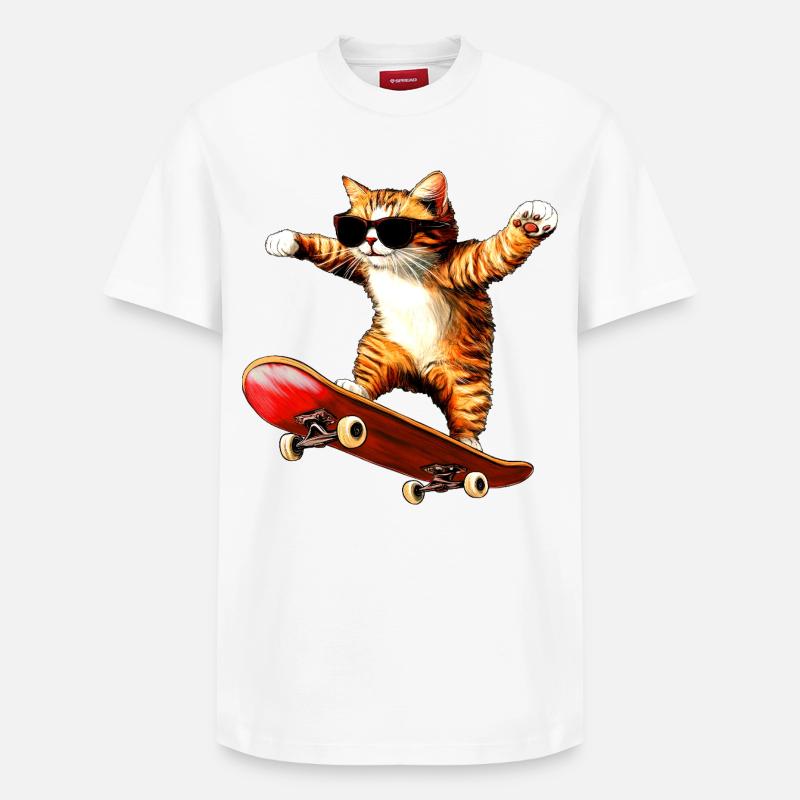 Skateboard pour chat - T-shirt unisexe décontracté en coton Supima – de SPREAD - blanc