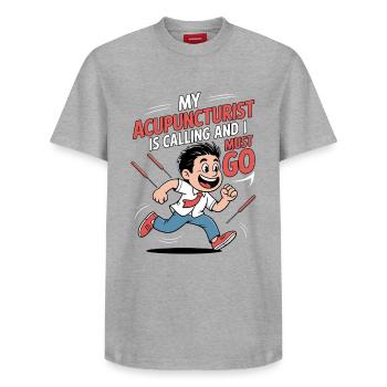 Acupuncture Chinese Medicine Health - Relaxed Unisex Supima Cotton T-Shirt – by SPREAD - white - Front - AI Model Female 172 dark (172cm) & AI Model Male 185 dark (185cm)
