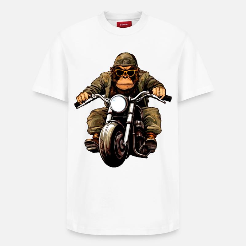 Moto Singe / Moto Gorille - T-shirt unisexe décontracté en coton Supima – de SPREAD - blanc