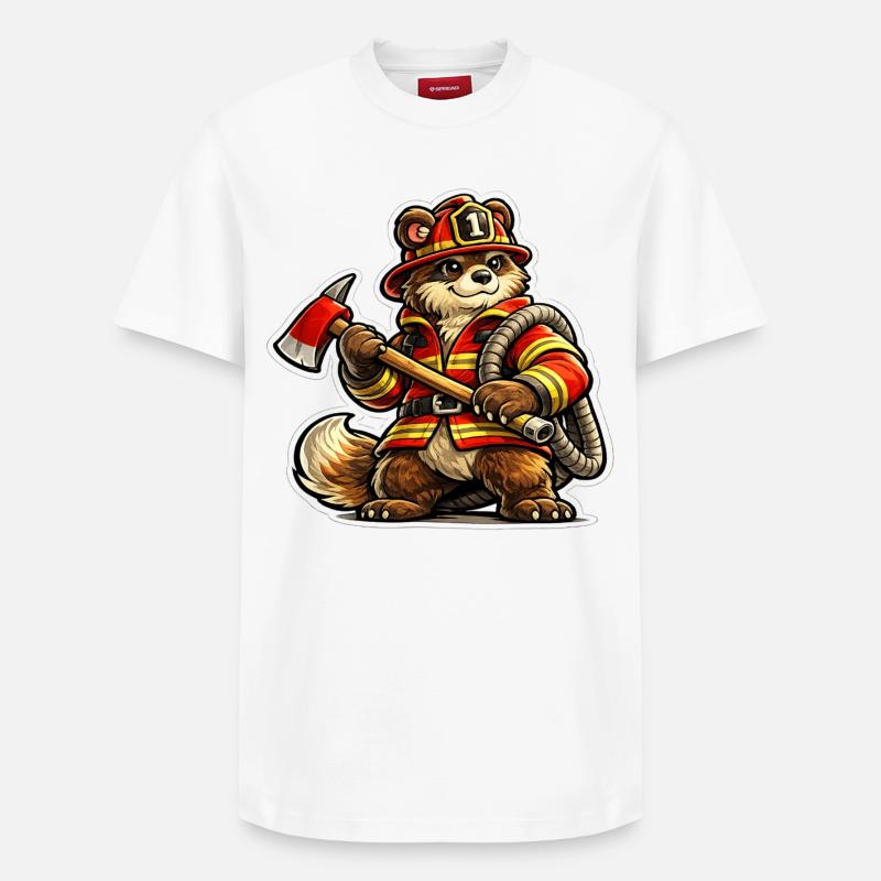 Feuerwehr Bär - Relaxed Unisex Supima Cotton T-Shirt – von SPREAD - Weiß