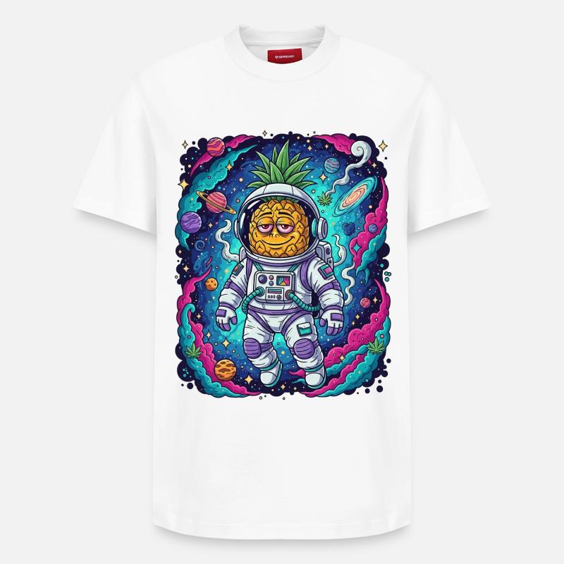 Smokey Space Ananas - Relaxed Unisex Supima Cotton T-Shirt – von SPREAD - Weiß
