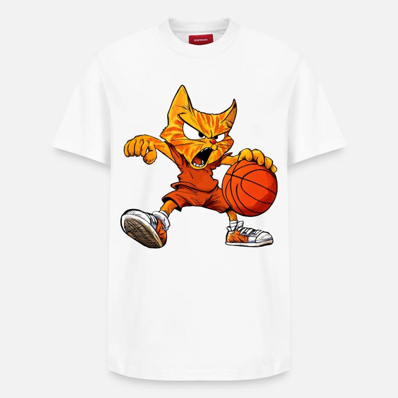 Basket-Cats - Cool Cat - T-shirt unisexe décontracté en coton Supima – de SPREAD - blanc